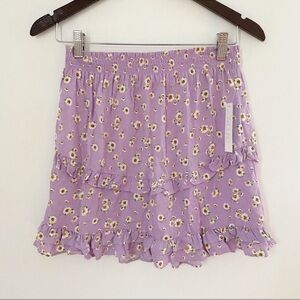 Abound Tiered Ruffle Lightweight Mini Skirt Size Medium NEW Purple/Yellow